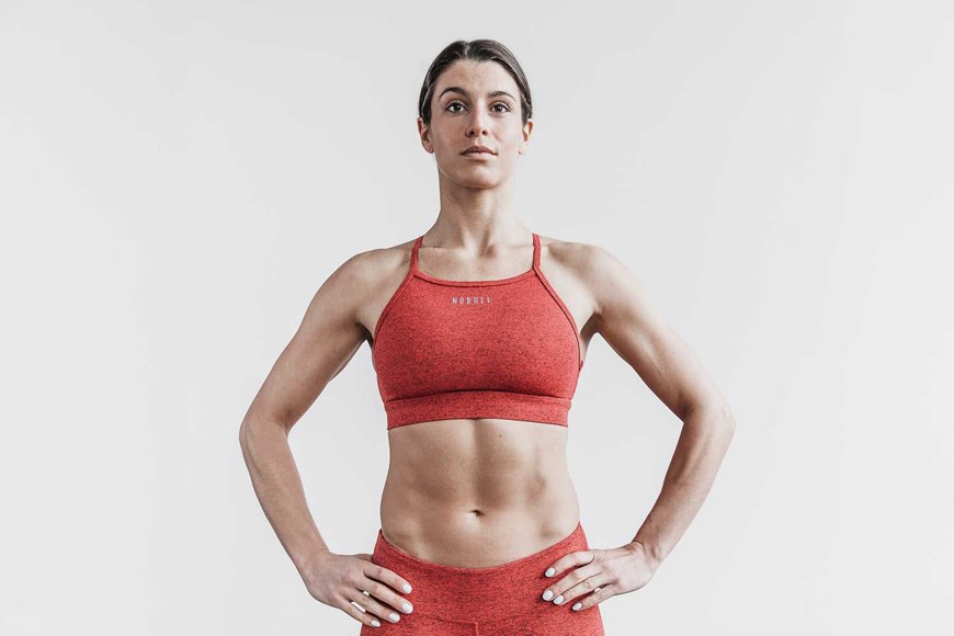 Nobull High-Neck Sports Bra (Plush Heather) Sports Bras Red Alert Heather | 0469-DHFVC