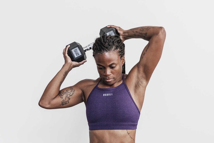 Nobull High-Neck Sports Bra (Plush Heather) Sports Bras Dark Purple Heather | 6047-NCDUR