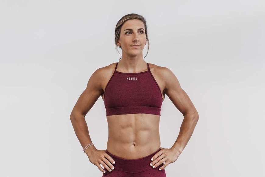 Nobull High-Neck Sports Bra (Plush Heather) Sports Bras Wine Heather | 6241-UYEXD