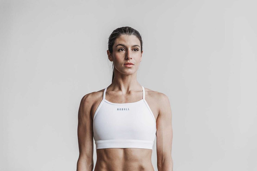 Nobull High-Neck Sports Bra Sports Bras White | 0846-KUAQO