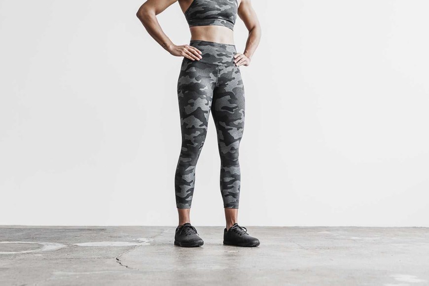 Nobull High-Rise 7/8 Tight (Plush Heather) Bottoms Carbon Camo | 6481-THDZR