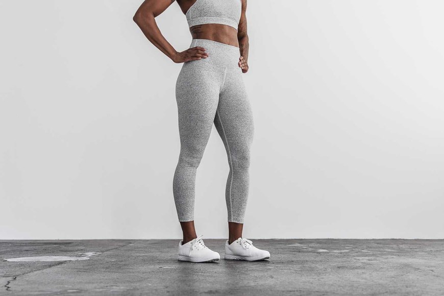 Nobull High-Rise 7/8 Tight (Plush Heather) Bottoms White Heather | 8452-PAJBY