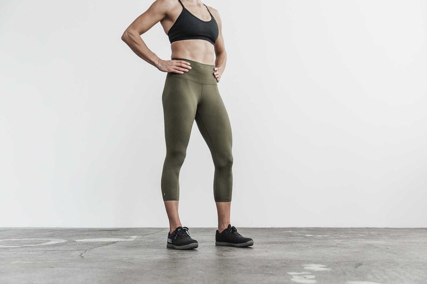 Nobull High-Rise Crop (Matte) Bottoms Army Green Matte | 3769-CXFTR