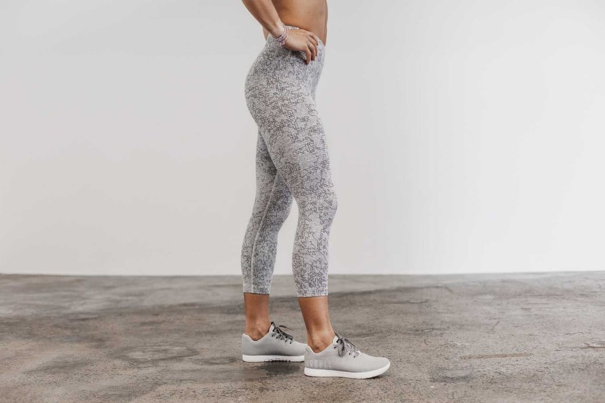 Nobull High-Rise Crop (Plush Heather) Bottoms White Line Camo | 7951-RUIEA