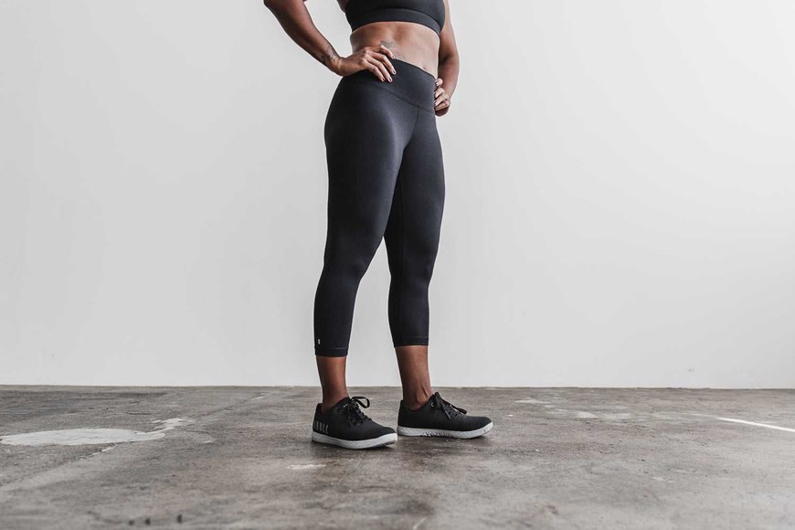 Nobull High-Rise Crop (Plush Heather) Bottoms Black | 9410-XYGTH