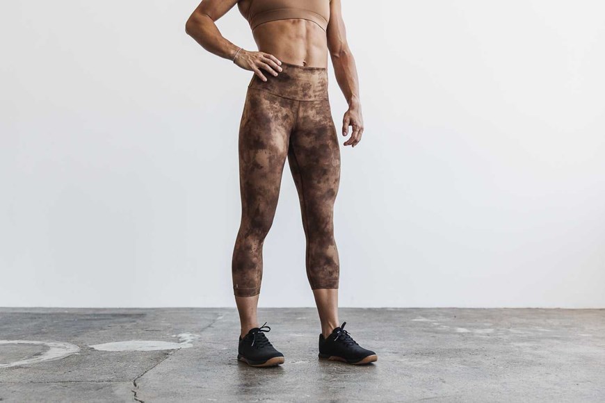 Nobull High-Rise Crop (Tie-Dye) Bottoms Toffee / Brown Tie-Dye | 3150-FHMKB