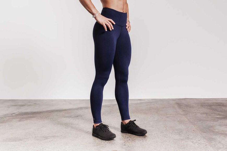 Nobull High-Rise Tight (Plush Heather) Bottoms Deep Navy Heather | 5783-NPZMJ