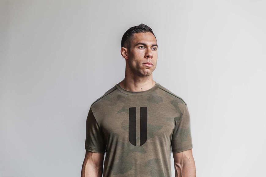 Nobull Horns Tee (Camo) Tanks & Tees Army Green Camo | 6935-VEQZK