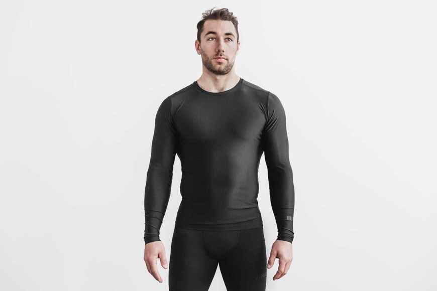 Nobull Lightweight Compression Long Sleeve Tanks & Tees Black | 7940-IYQOC