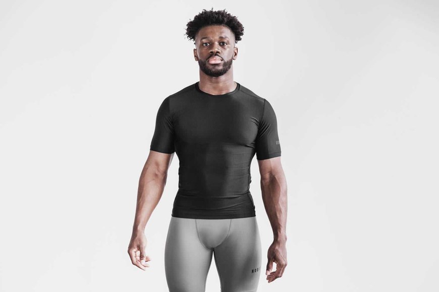 Nobull Lightweight Compression Short Sleeve Tanks & Tees Black | 1280-WHRBL