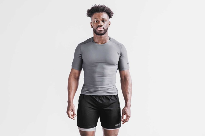 Nobull Lightweight Compression Short Sleeve Tanks & Tees Dark Grey | 1395-DUQYR