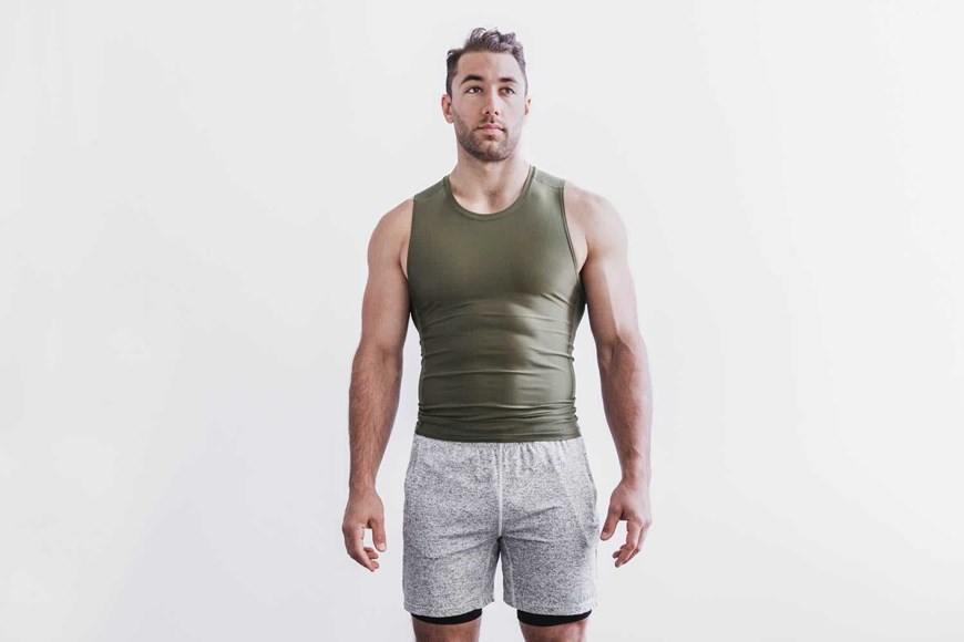 Nobull Lightweight Compression Sleeveless Tanks & Tees Army Green | 6479-MBYIA