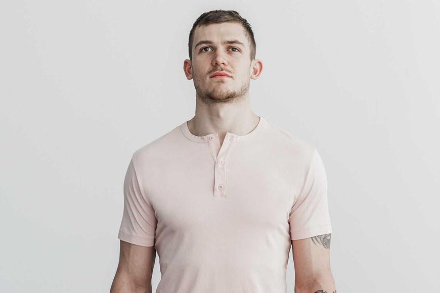 Nobull Lightweight Henley Tee Tanks & Tees Dusty Rose | 0394-QJMAC