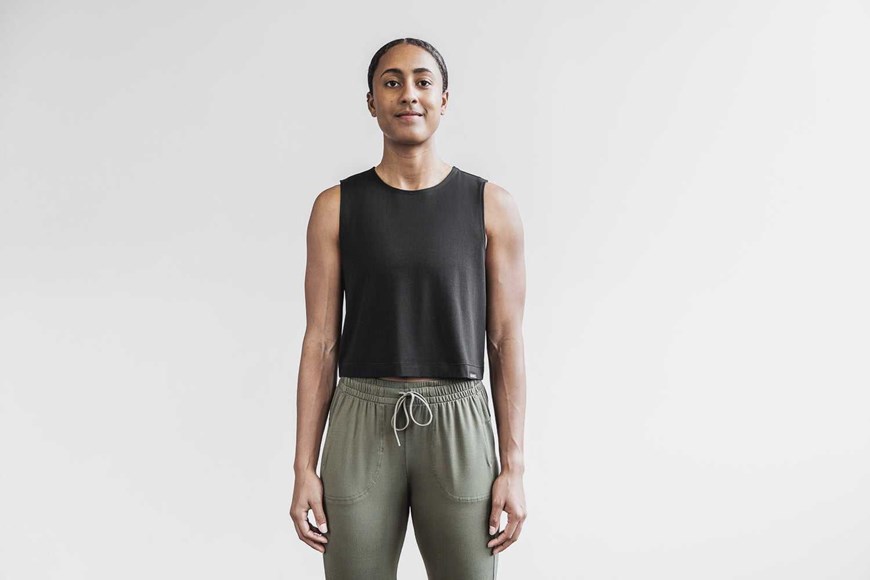 Nobull Lightweight Sleeveless Crop Tee Tanks & Tees Black | 2986-TPHWV