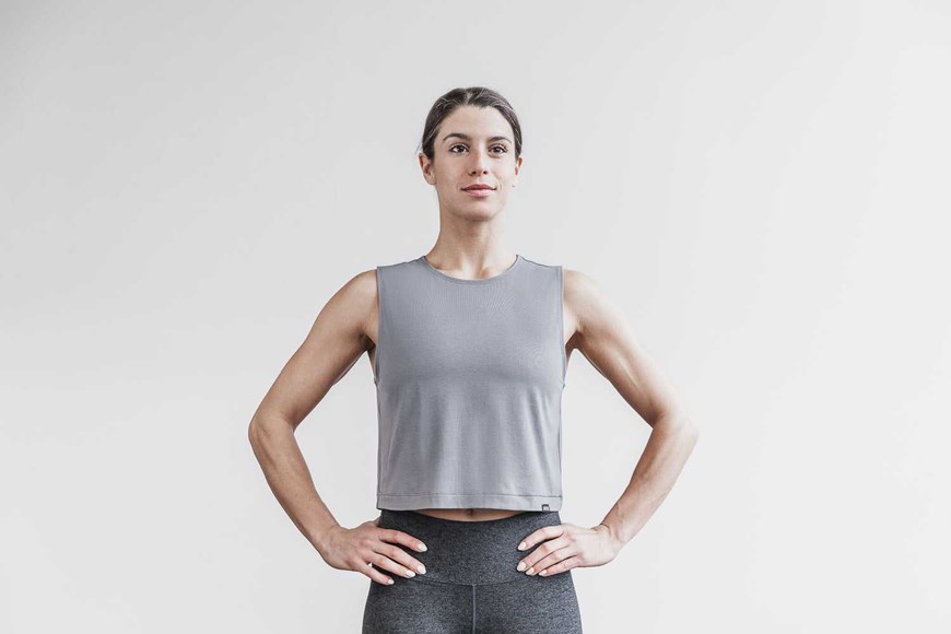 Nobull Lightweight Sleeveless Crop Tee Tanks & Tees Dark Grey | 7836-APYTD