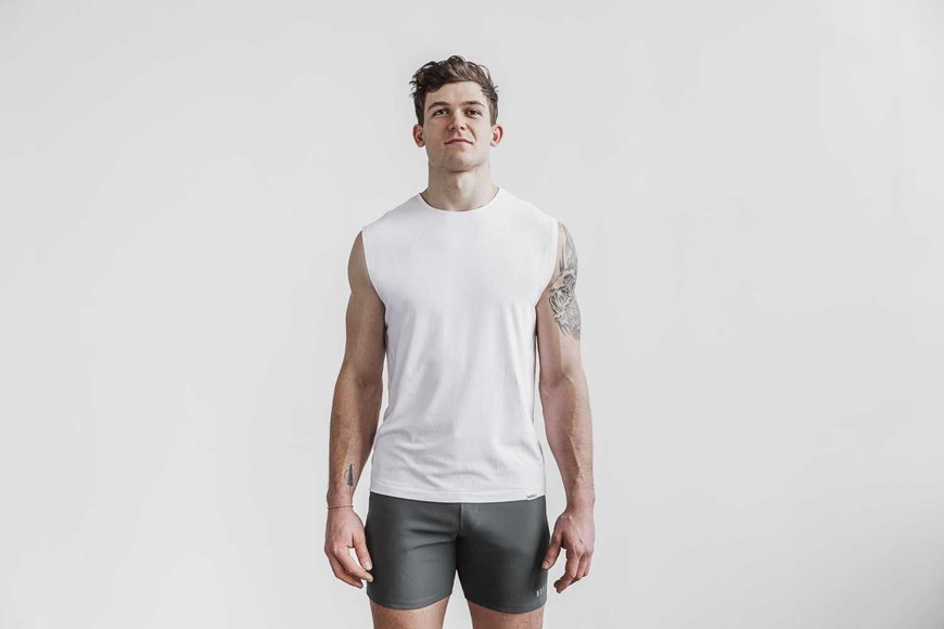 Nobull Lightweight Sleeveless Tee Tanks & Tees White | 8376-XTBKF