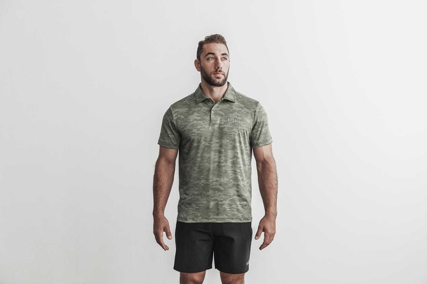 Nobull Lightweight Textured Polo (Camo) Tanks & Tees Army Camo | 6418-DXVTL