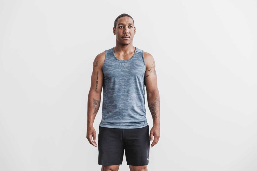 Nobull Lightweight Textured Tank (Camo) Tanks & Tees Coastal Blue Camo | 8967-YNFHD