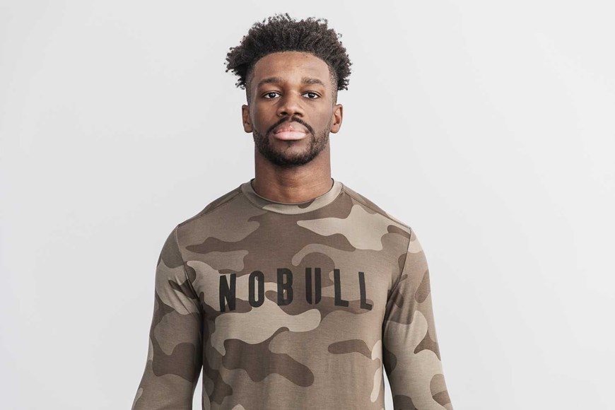 Nobull Long Sleeve Tee (Camo) Tanks & Tees Fallen Rock Camo | 6307-WDUSY