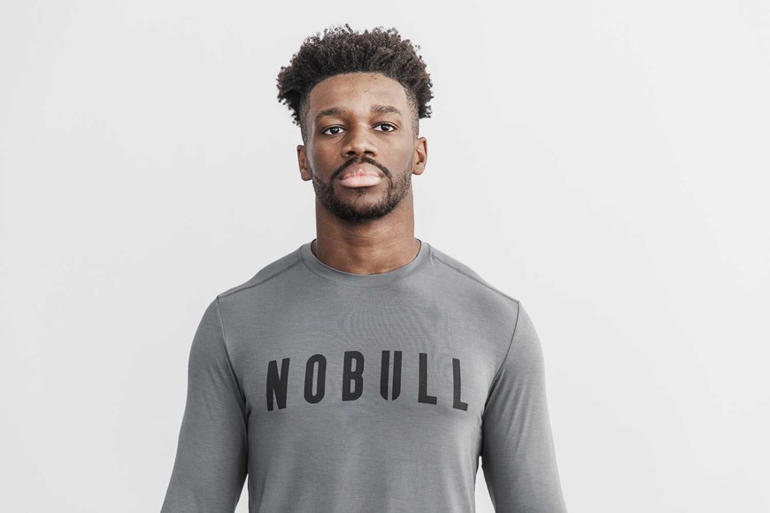 Nobull Long Sleeve Tee (Classic Colors) Tanks & Tees Dark Grey | 0645-VUQMC