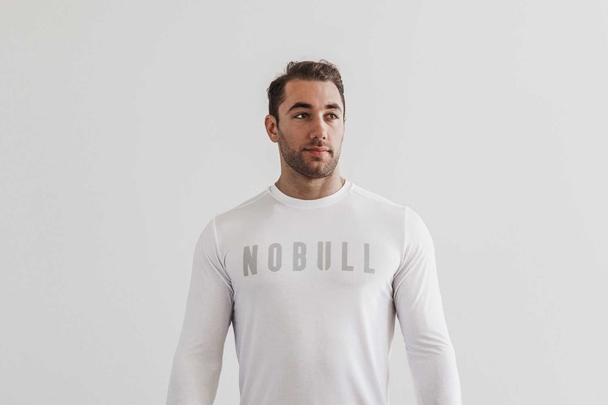 Nobull Long Sleeve Tee (Classic Colors) Tanks & Tees White | 4190-SZGFQ