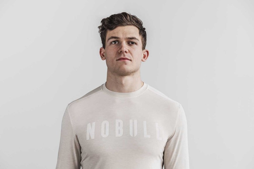 Nobull Long Sleeve Tee (Classic Colors) Tanks & Tees Oatmeal | 7469-YVFJX