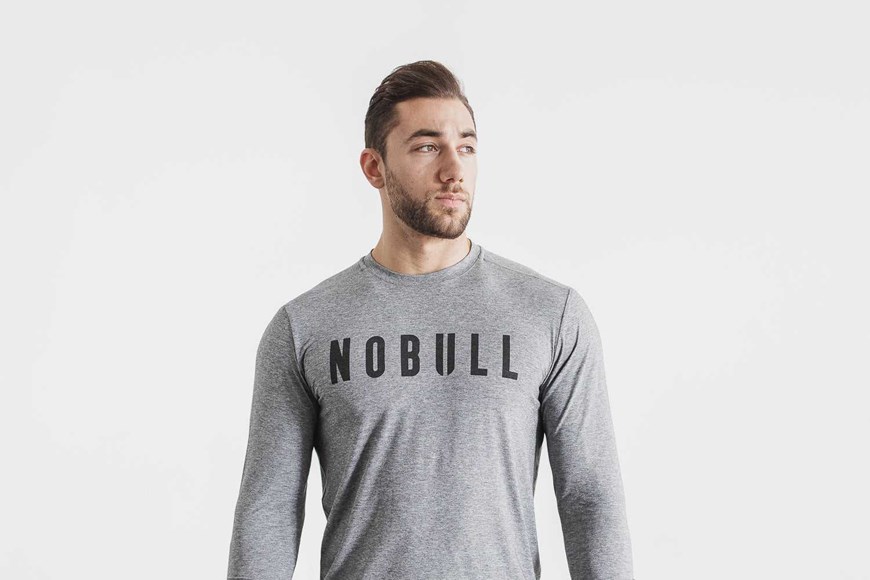 Nobull Long Sleeve Tee (Classic Colors) Tanks & Tees Heather Grey | 7634-FQSGZ