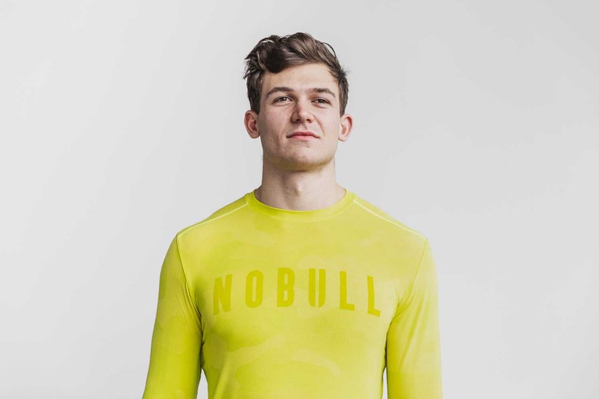 Nobull Long Sleeve Tee (Neon Camo) Tanks & Tees Neon Yellow Camo | 7583-ZXOGS