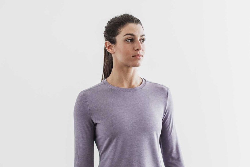 Nobull Long Sleeve Tee Tanks & Tees Lavender | 8469-WBQOE