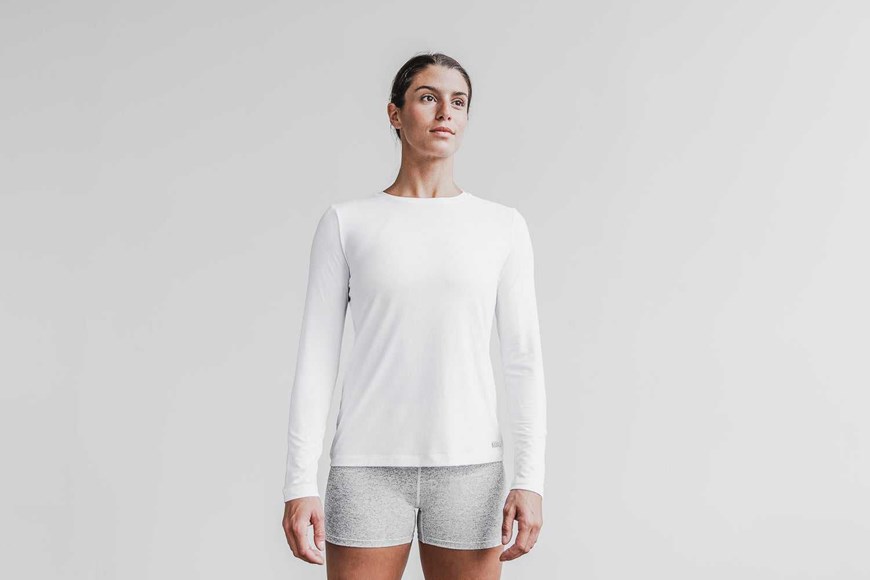 Nobull Long Sleeve Tee Tanks & Tees White | 5208-PTIJD