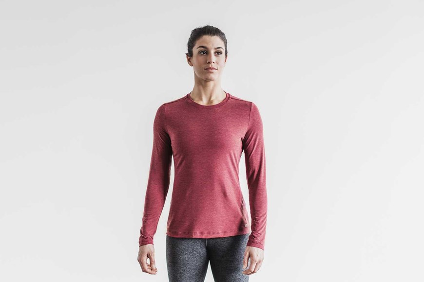 Nobull Long Sleeve Tee Tanks & Tees Wine | 6429-ASXBI