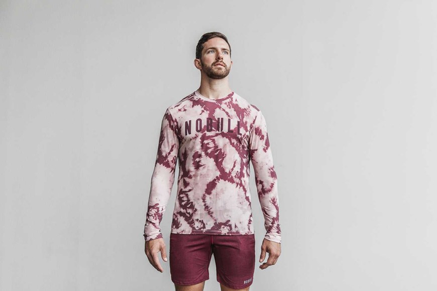 Nobull Long Sleeve Tee (Tie-Dye) Tanks & Tees Dusty Rose / Cabernet Tie-Dye | 2301-WMNCH