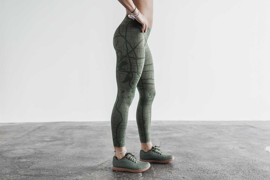 Nobull Mid-Rise 7/8 Tight Bottoms Army Green Madison | 5489-WKZRJ