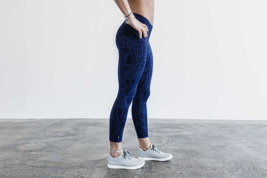 Nobull Mid-Rise 7/8 Tight Bottoms Deep Navy Madison | 7360-CZWXF