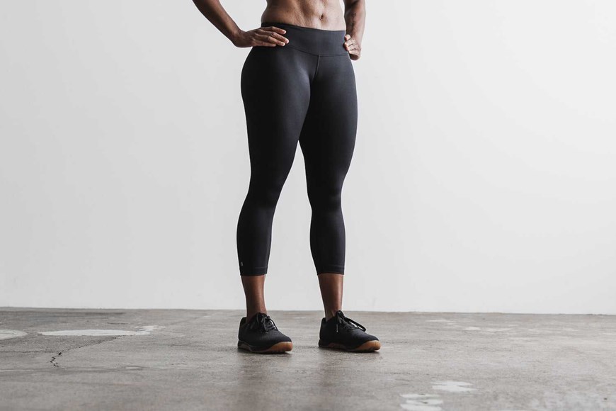 Nobull Mid-Rise Crop (Plush Heather) Bottoms Black | 9608-IJCLH