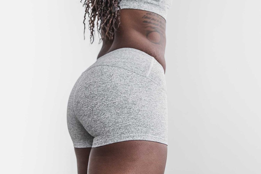 Nobull Mid-Rise Short 2 inches (Plush Heather) Bottoms White Heather | 5203-NKAEL