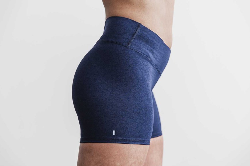 Nobull Mid-Rise Short 4 inches (Plush Heather) Bottoms Deep Navy Heather | 3950-KGIRX