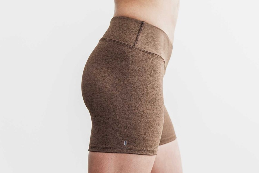 Nobull Mid-Rise Short 4 inches (Plush Heather) Bottoms Brown Heather | 6259-KSIGE