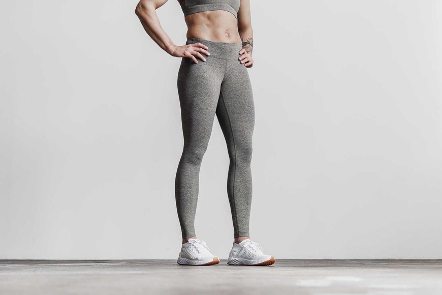 Nobull Mid-Rise Tight (Plush Heather) Bottoms Grey Heather | 6014-WGNIO