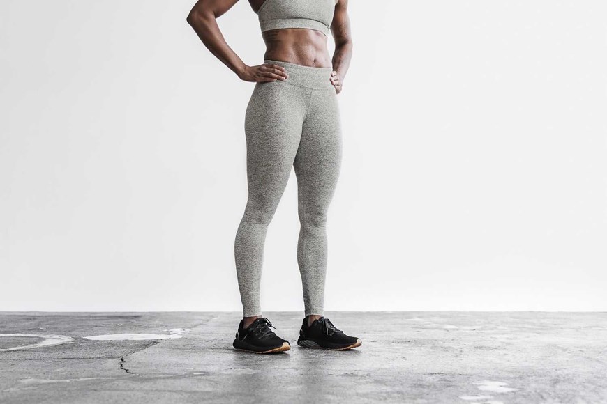 Nobull Mid-Rise Tight (Plush Heather) Bottoms Bone Heather | 6781-UXPHO