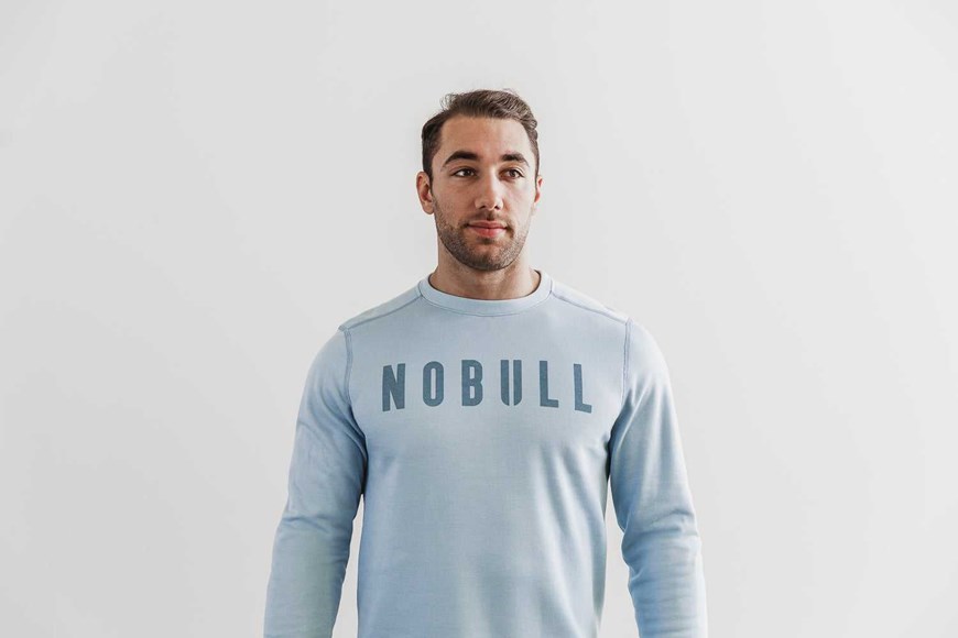 Nobull Nobull Crew Sweatshirt Outerwear Ice Blue | 0971-MYKXO