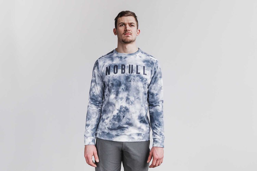 Nobull Nobull Crew Sweatshirt (Tie-Dye) Outerwear White / Dark Denim Tie-Dye | 1762-RICGB