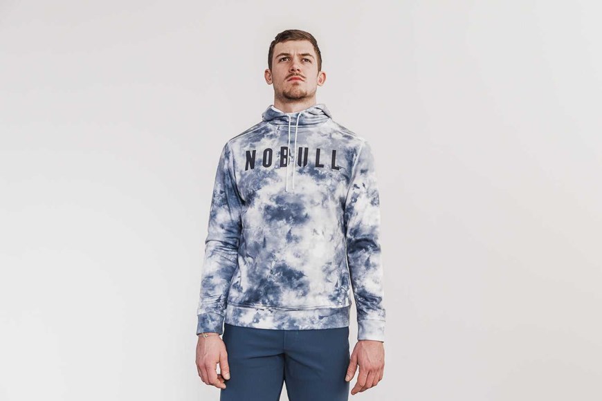 Nobull Nobull Hoodie (Tie-Dye) Outerwear White / Dark Denim Tie-Dye | 6591-JXSTD