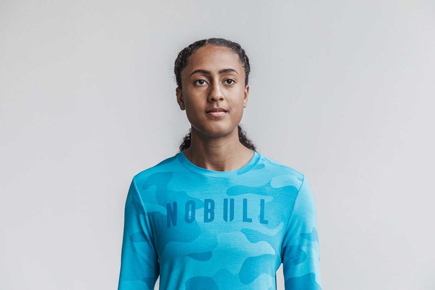 Nobull Nobull Long Sleeve Tee (Neon Camo) Tanks & Tees Neon Blue Camo | 0543-ZGYNK