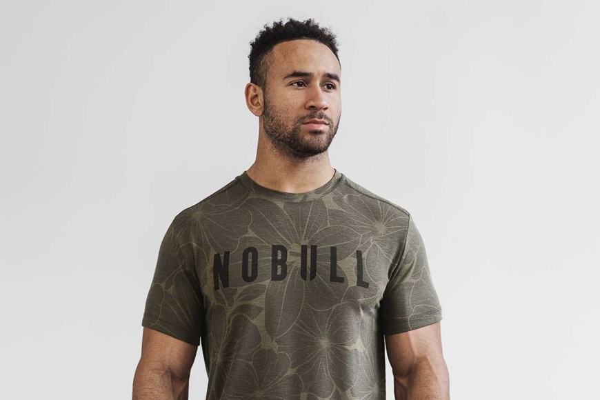 Nobull Nobull Tee (Hibiscus) Tanks & Tees Army Green Hibiscus | 1475-AYWRS