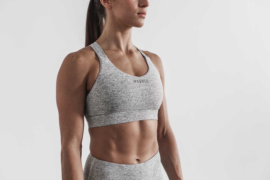 Nobull Pace Sports Bra (Plush Heather) Sports Bras White Heather | 7194-WBENJ