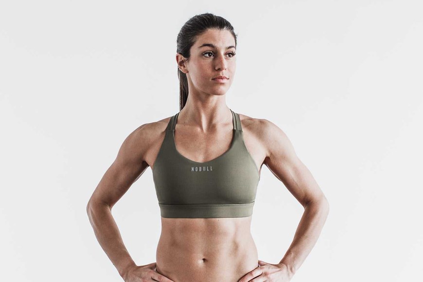 Nobull Pace Sports Bra Sports Bras Army Green | 7632-YQFTI