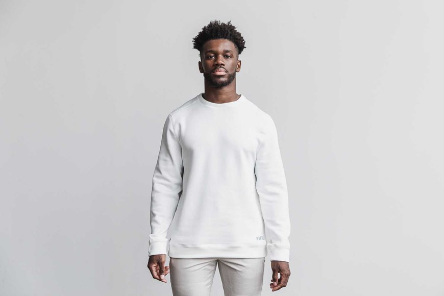 Nobull Performance Crew Sweatshirt Outerwear White | 5738-JWUOH