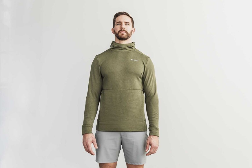 Nobull Performance Pullover Hoodie Outerwear Army Green | 4065-GRZCW