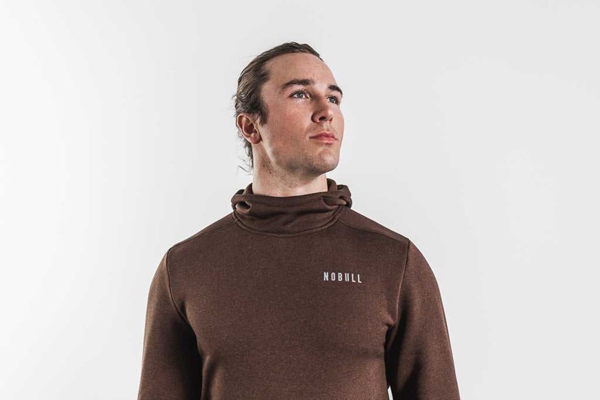 Nobull Performance Pullover Hoodie Outerwear Mocha | 8742-NJGSU